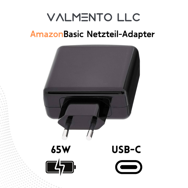 Amazon Basics – Typ-C-Wandladegerät 65 W, EU-Einzelstecker, schwarz
