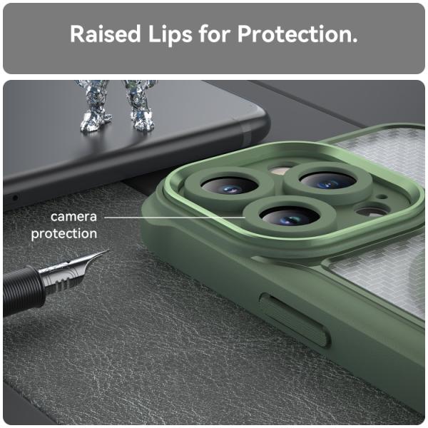 Valmento Elite Carbon – MagSafe kompatible Premium-Schutzhülle für iPhone 15 Pro (Grün, Translucent Carbon Design)