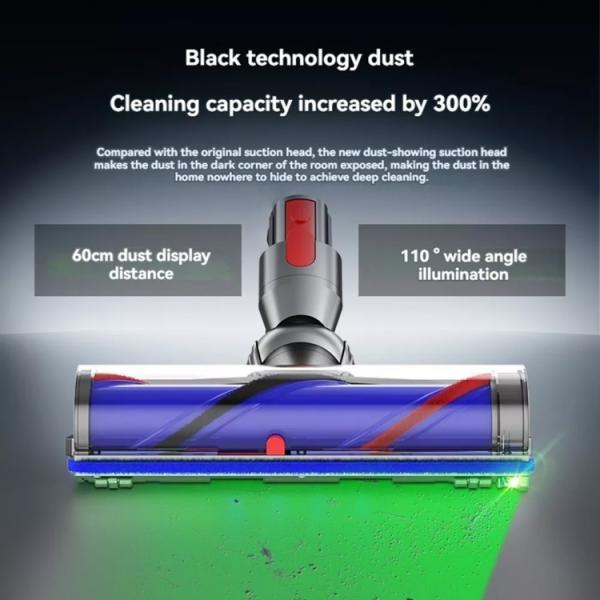 Valmento ProClean Max – Hochdrehmoment-Direktantriebs-Rollenbürstenkopf mit Staubanzeigelicht für Dyson V7 V8 V10 V11 V15